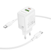 Borofone fali töltő BN29 Fuente - USB + Type C - QC 3.0 PD 30W Type C - Type C kábellel fehér - 3. kép