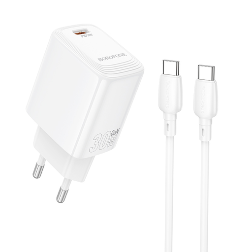 Borofone fali töltő BN28 Fuente - Type C - PD 30W Type C - Type C kábellel fehér