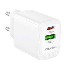 Borofone fali töltő BN27 Fuente - USB + Type C - QC 3.0 PD 20W fehér