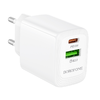 Borofone fali töltő BN27 Fuente - USB + Type C - QC 3.0 PD 20W fehér - 2. kép