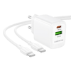 Borofone Fali töltő BN27 Fuente - USB + Type C - QC 3.0 PD 20W Type C to Type C kábellel fehér - 2. kép