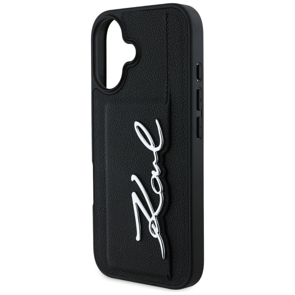  iPHONE 16 fekete KARL LAGERFELD tok (Grained PU Cardslot Metal Signature) KLHCP16SPGPVKSK - 7