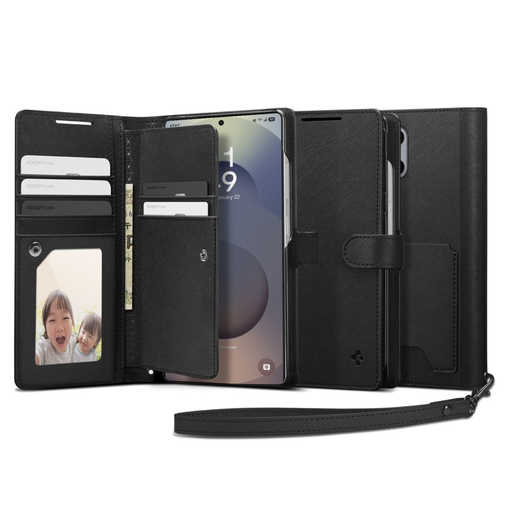 Spigen Wallet ”S” Galaxy S25 Ultra fekete tok Spigen Wallet ”S” Galaxy S25 Ultra fekete tok