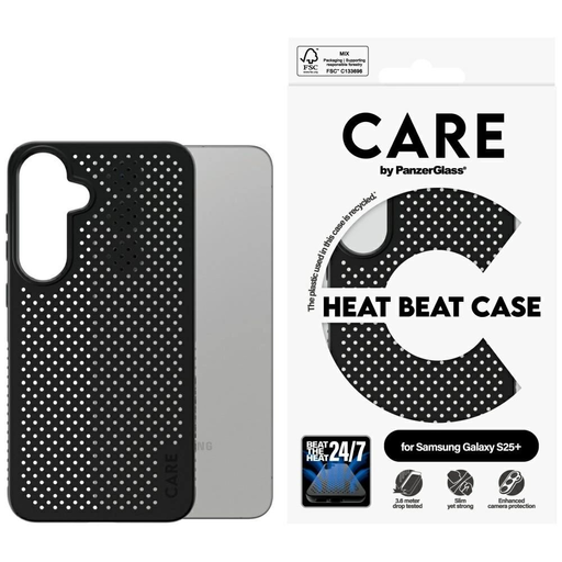 CARE by PanzerGlass Heat Beat tok Samsung Galaxy S25 Plus számára - Fekete