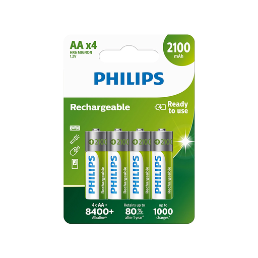 PHILIPS Újratölthető akkumulátor AA NiMH 2100mAh 4 darabos készlet