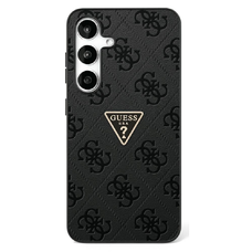 Eredeti Guess Hot Stamp 4G Minta Háromszög Fém Logó Samsung Galaxy S25 fekete tok