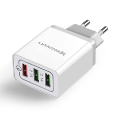 Wozinsky hálózati gyorstöltő adapter Quick Charge QC 3.0 3x USB 30W fehér (WWC-01)
