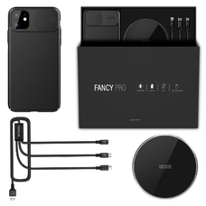 Vezeték nélküli töltő+ iPhone 11 Pro tok + 3in1 kábel fekete Nillkin Fancy Pro ajándékszett