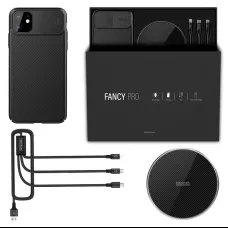 Nillkin Fancy Pro ajándékszett ( Vezeték nélküli töltő+iPhone 11 Pro tok+3in1 kábel) fekete