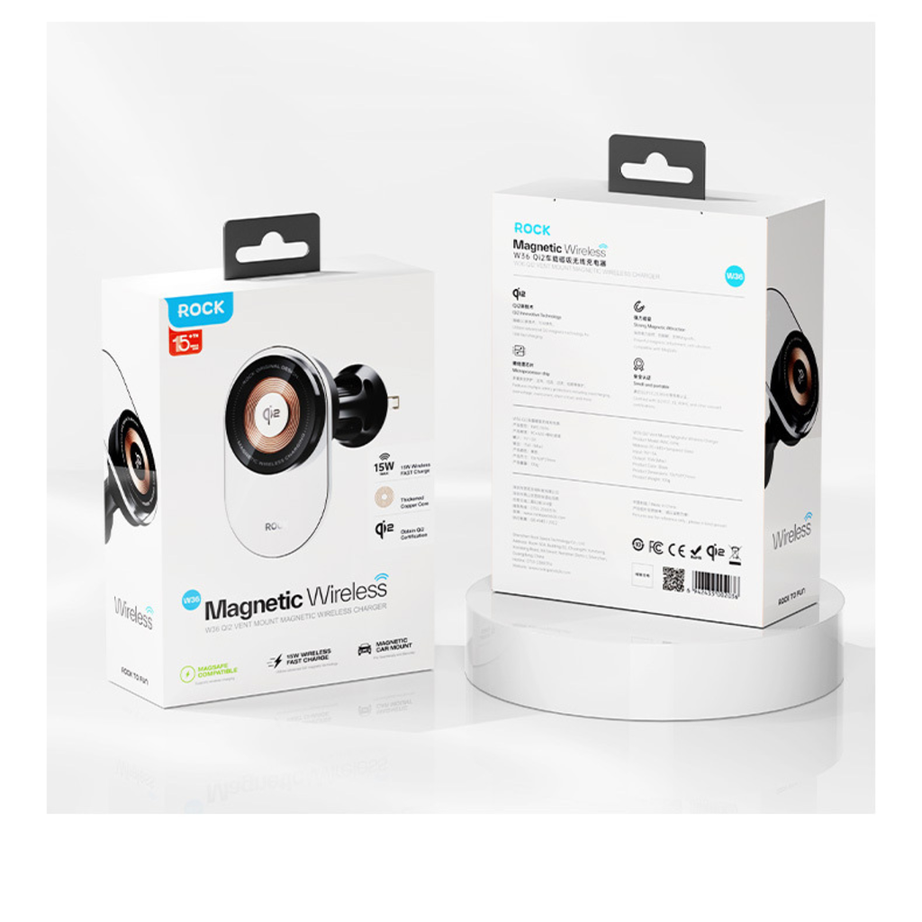 Rock mágneses autós tartó W36 Qi2 indukciós légkimeneti fekete, - 12