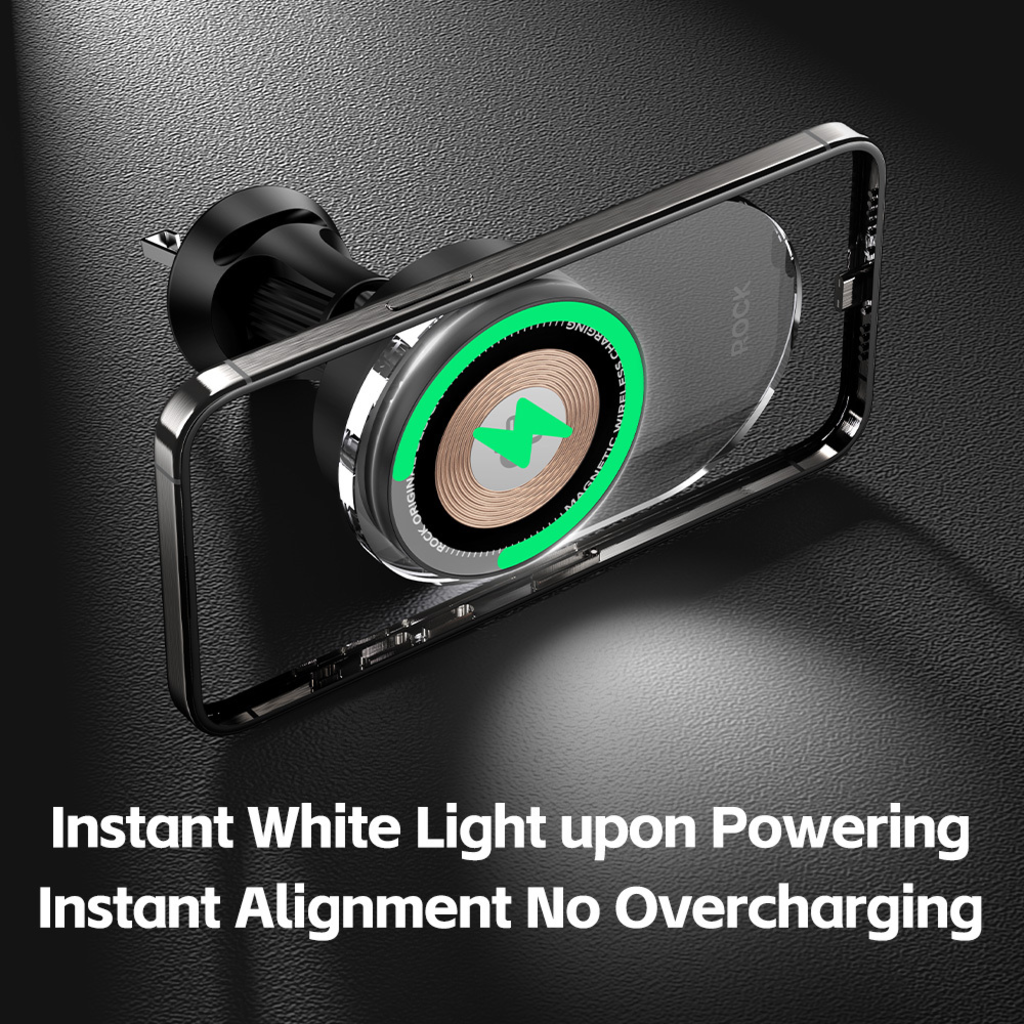 Rock mágneses autós tartó W36 Qi2 indukciós légkimeneti fekete, - 8