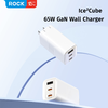 Rock Wall töltő Ice2Cube GaN - USB + 2xType C - PD 65W 3A fehér, - 1. kép