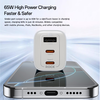 Rock Wall töltő Ice2Cube GaN - USB + 2xType C - PD 65W 3A fehér, - 4. kép