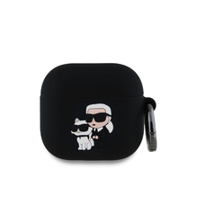 Karl Lagerfeld 3D Logo NFT Karl és Choupette Szilikon tok AirPods 4 Fekete