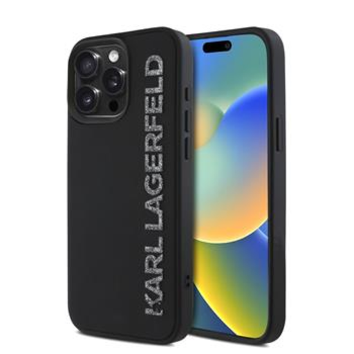 Karl Lagerfeld 3D Gumicsillogós Logós Tok iPhone 15 Pro Fekete Tok