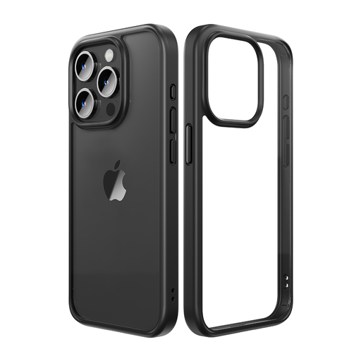 Rock Guard sorozat mágneses tok iPhone 15-höz átlátszó-fekete tok Rock Guard sorozat mágneses tok iPhone 15-höz átlátszó-fekete tok