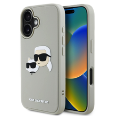 Karl Lagerfeld 3D Rubber Double Heads tok iPhone 16 Beige