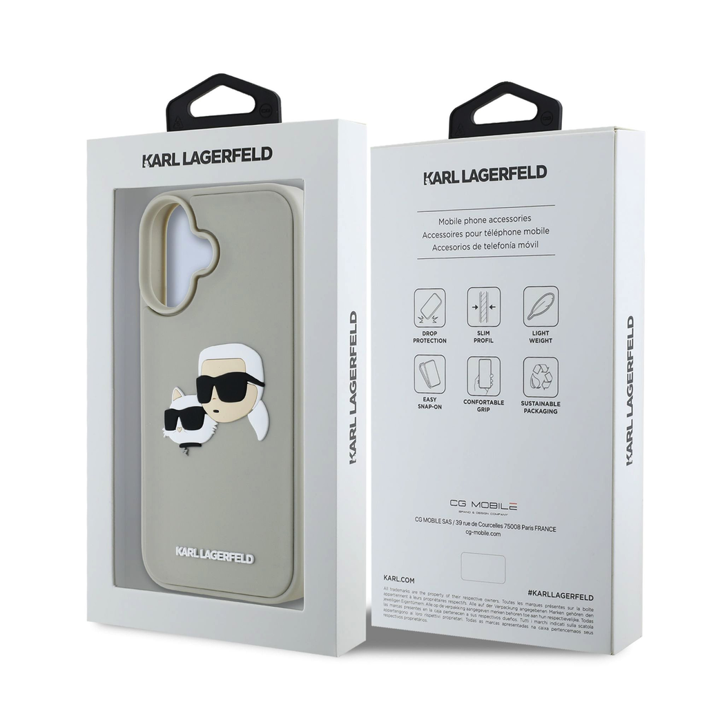  iPhone 16 Bézs Karl Lagerfeld 3D Rubber Double Heads tok - 7
