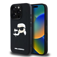 Karl Lagerfeld 3D Rubber Double Heads tok iPhone 16 Pro Max Fekete