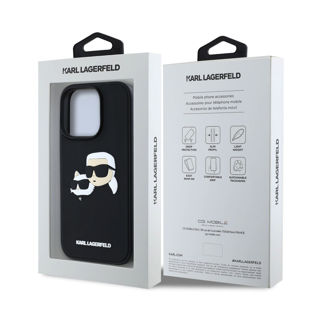  iPhone 16 Pro Max Fekete Karl Lagerfeld 3D Rubber Double Heads tok - 7