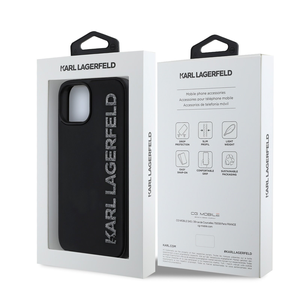 iPhone 15 Karl Lagerfeld 3D Rubber Glitter Logo tok - 7