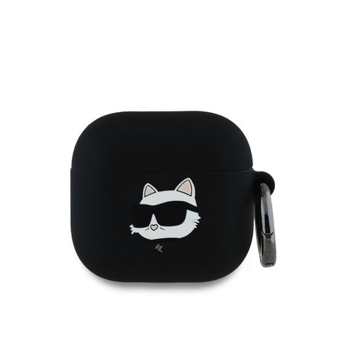 Karl Lagerfeld 3D Logo NFT Choupette Fej Szilikon Tok AirPods 4 Fekete