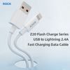 Rock Z20 Flash Charge Series fonott kábel - USB Lightning - 2,4A 1 méter fehér - 3. kép