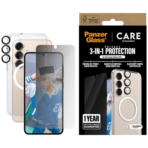 CARE by PanzerGlass Flagship 3in1 tok + Privalég üvegfólia + Lencsevédő Samsung Galaxy S25+ CARE by PanzerGlass Flagship 3in1 tok + Privalég üvegfólia + Lencsevédő Samsung Galaxy S25+