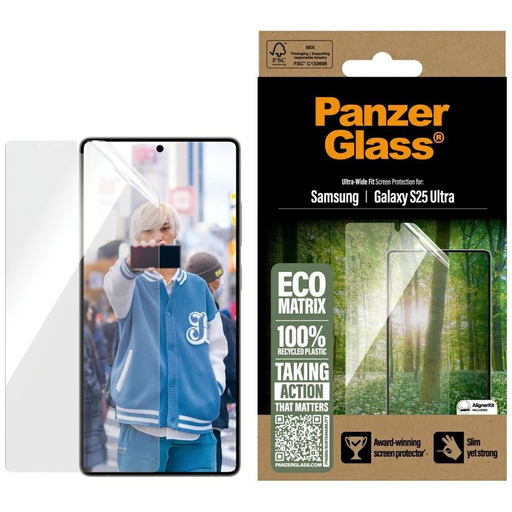 PanzerGlass Eco Matrix Ultra-Wide Fit Érintőképernyő üvegfólia Samsung Galaxy S25 Ultra készülékhez üvegfólia