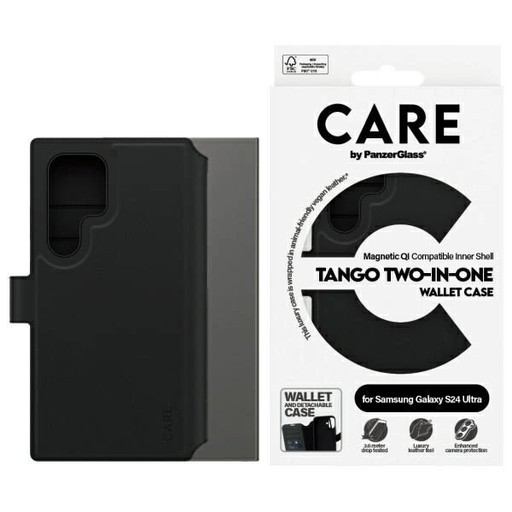 CARE by PanzerGlass Feature Tango 2w1 Wallet fliptok Samsung Galaxy S24 Ultra - fekete tok CARE by PanzerGlass Feature Tango 2w1 Wallet fliptok Samsung Galaxy S24 Ultra - fekete tok