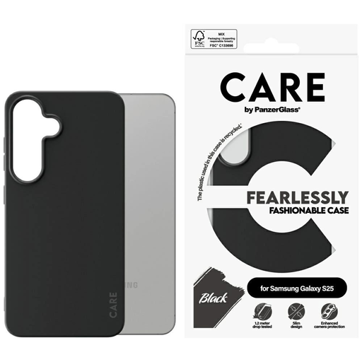 CARE by PanzerGlass divatos tok Samsung Galaxy S25 - Fekete tok