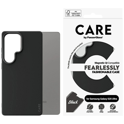 CARE by PanzerGlass Fashion QI Samsung Galaxy S25 Ultra tok - Fekete