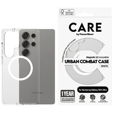 CARE by PanzerGlass Flagship Urban Combat Fehér QI Tok Samsung Galaxy S25 Ultra számára - Átlátszó tok