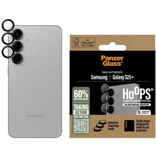 PanzerGlass Hoops lencsevédő Samsung Galaxy S25+ fekete üvegfólia