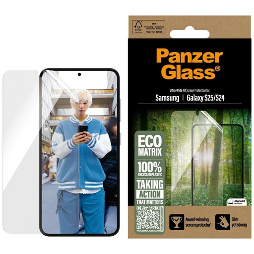 PanzerGlass Eco Matrix Ultra-Wide Fit edzett üveg Samsung Galaxy S25 üvegfólia