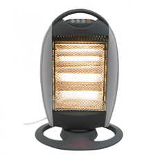 Home FK 21 álló elektromos halogén hősugárzó fűtőtest, 400W/800W/1200W, oszcillálás, IP20 védelem, fekete/ezüst