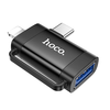 HOCO adapter OTG 2in1 Type C (férfi) / Lightning (férfi) USB A (női) UA31F fekete - 0. kép