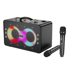 HOCO karaoke készlet vezeték nélküli hangszóró + 2 x vezeték nélküli mikrofon LED 40W HA8 fekete