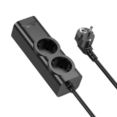 HOCO hálózati elosztó 2 aljzattal + USB A + 3 x Type C PD QC3.0 3A 67W NS10 2 m fekete
