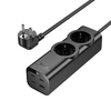 HOCO hálózati elosztó 2 aljzattal + USB A + 3 x Type C PD QC3.0 3A 67W NS10 2 m fekete - 3. kép