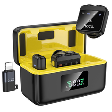 HOCO vezeték nélküli lavalier mikrofon Lightning / Type C (2 db a készletben) L17 fekete HOCO vezeték nélküli lavalier mikrofon Lightning / Type C (2 db a készletben) L17 fekete