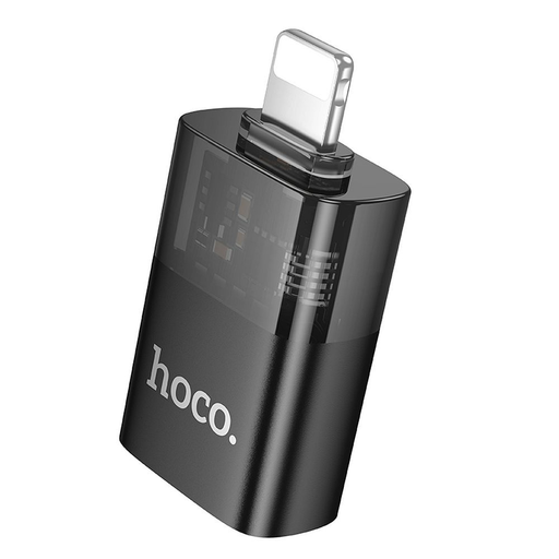 HOCO adapter OTG Lightning (férfi) - USB A (női) UA36 fekete átlátszó,