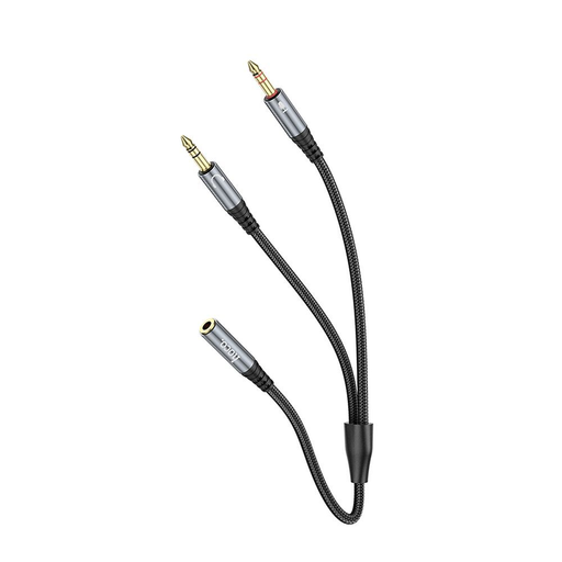 HOCO kábel AUX 2 az 1-ben 3,5 mm jack (női) 2 x 3,5 mm jack (férfi) UPA21 0,25 m fém szürke