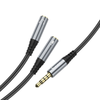 HOCO kábel AUX 2 az 1-ben Jack 3,5 mm (férfi) - 2 x Jack 3,5 mm (női) UPA21 0,25 m fém szürke - 3. kép