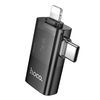HOCO adapter OTG 2in1 Lightning (férfi) / Type C (férfi) USB A (női) csatlakozóhoz UA36E fekete - 1. kép