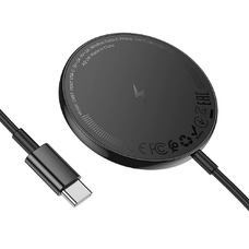 HOCO vezeték nélküli töltő kompatibilis MagSafe-fel, digitális kijelzővel, 2A, 15W, fekete
