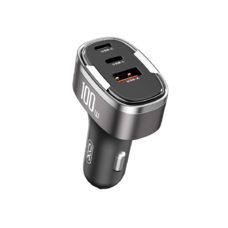 XO autós töltő CC61 PD QC 3.0 100W 1x USB 1x USB-C 1x Lightning szürke