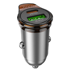 HOCO autós töltő USB A + Type C PD QC3.0 43W NZ16A fém szürke