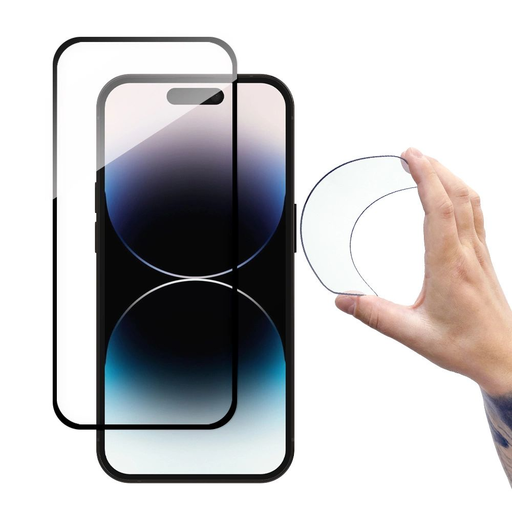 Wozinsky Teljes Borítás Flexi Nano Glass edzett üvegfólia iPhone 14 Pro-ra fekete kerettel üvegfólia