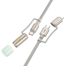 HOCO kábel All-in-one Type C / Lightning to Type C / LED lámpa PD 3A 60W U138 1,2 m szürke